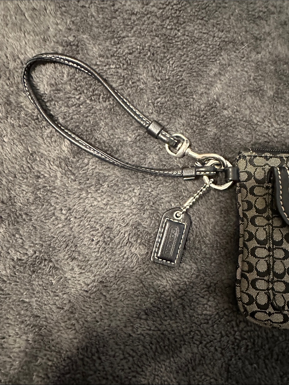 Coach Black and Gray Signature Jacquard Wristlet with Buckle - Picture 6 of 7